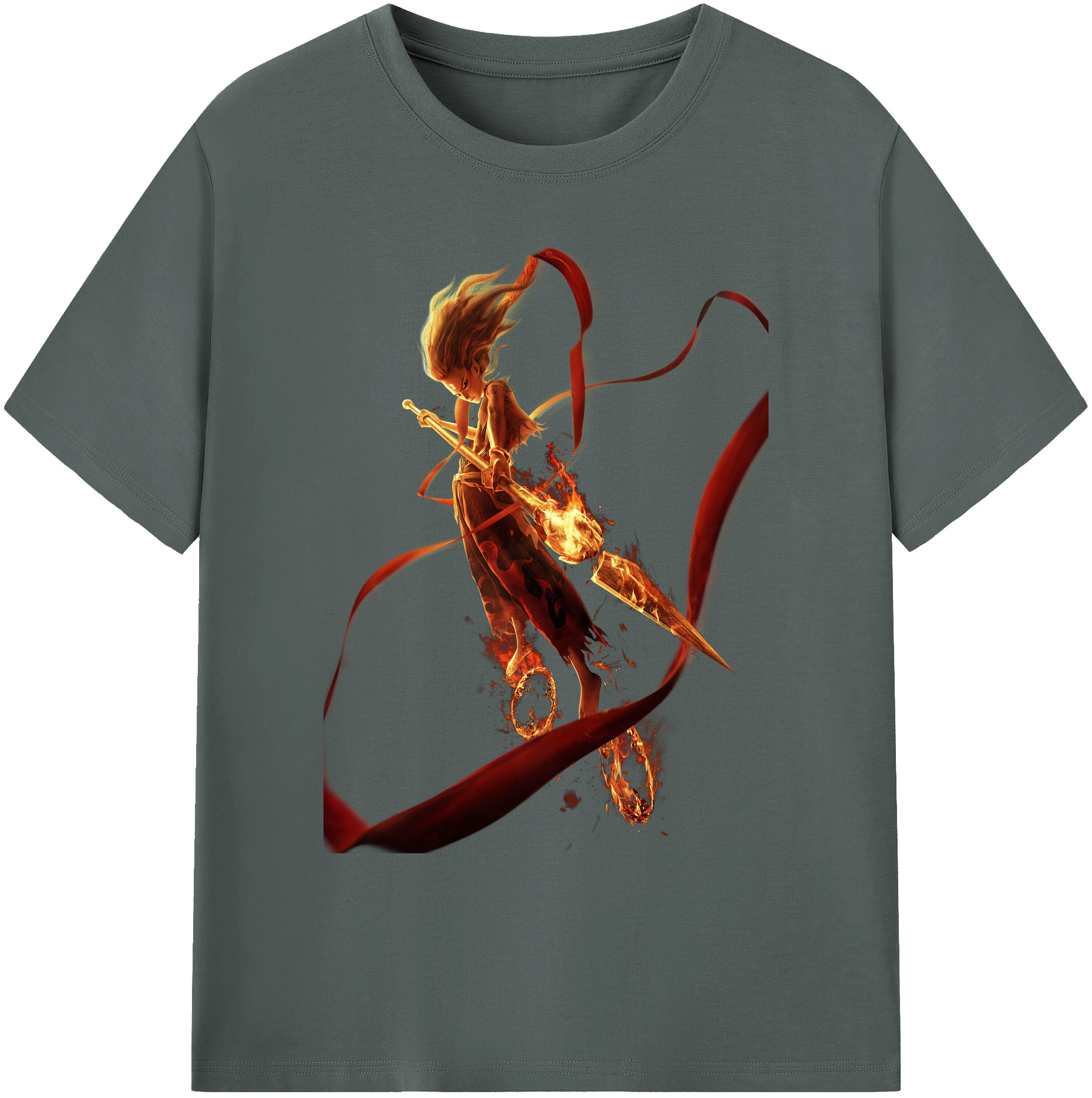 （画像用） Ne Zha 2 ナタ 魔童の大暴れ 綿100％ メンズ半袖Tシャツ｜肌触りやわらか＆通気性